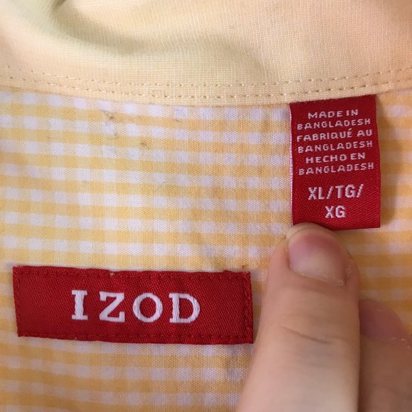 IZOD Yellow & White Check Button Shirt - Picture 3 of 8